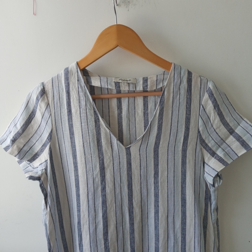 Madewell S Linen Side-Button Easy Dress - Picture 3 of 12